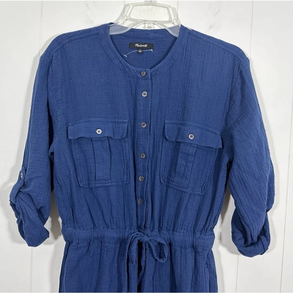 Madewell women 6 Lightspun Tapered Leg Jumpsuit Coastal Blue cotton MC943 gauze - Picture 5 of 13